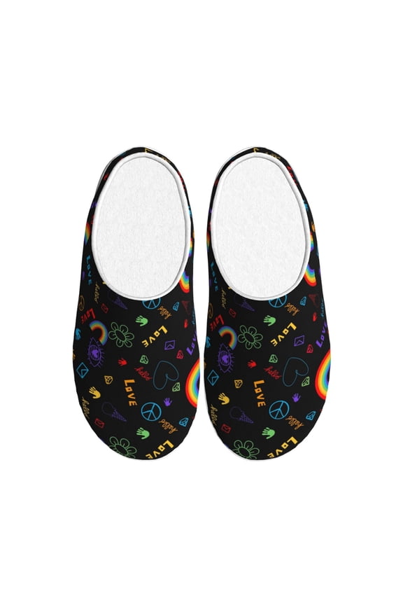 Cartoon Pride Lgbt for Women's Lamb-hug Comfy Fleece House Slippers Memory Foam, Slip-on House Shoes Indoor Outdoor-35/36