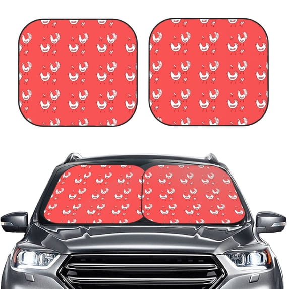 Picia Cartoon Rooster 2 Piece Car Windshield Sun Shade Foldable | Foldable Sun Shield for Front Window Blocks UV Rays and Keeps Your Vehicle Cool-Small