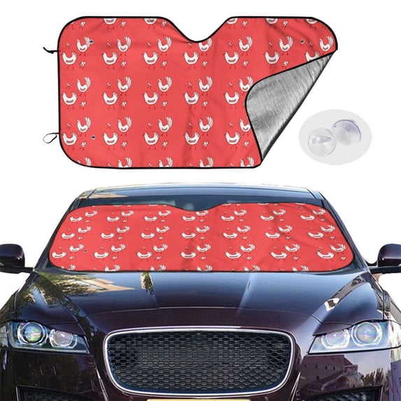 Picia Cartoon Rooster Curved Windshield Sunshade Accordion Folding Style Auto Shade for Car Truck SUV Van Blocks UV Ray Sun Visor Protector -Small