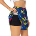 thumbnail image 1 of Picia Cartoon Shark Pattern Women's 2 in 1 Athletic Running Shorts High Waisted Workout Casual Gym Sweat Shorts with Comfy Liner Zipper Pockets-Large, 1 of 9