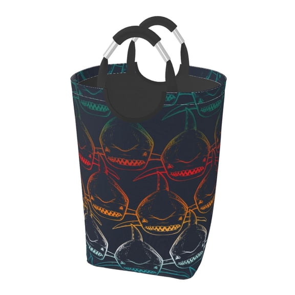 Picia Cartoon Sharks Laundry Basket With Handles Laundry Hamper Toys Storage Organizer Foldable Bucket Washing Bin Dirty Clothes Bag For Home Bathroom Bedroom Dorm