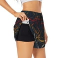 thumbnail image 1 of Picia Cartoon Sharks Pattern Women's 2 in 1 Athletic Running Shorts High Waisted Workout Casual Gym Sweat Shorts with Comfy Liner Zipper Pockets-X-Large, 1 of 9