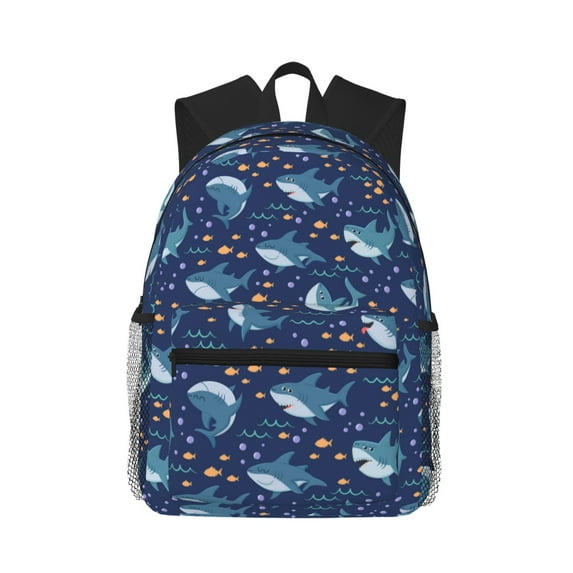Picia Cartoon Sharks2 Large Capacity Backpack Classic Style Backpack Casual Backpack Water-Resistant School Work Travel Outdoor Backpack