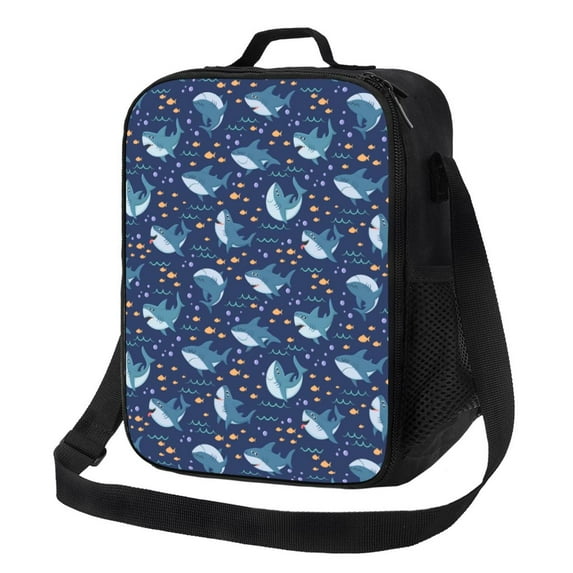 Picia Cartoon Sharks2 Lunch box Lunch bag for men women Large capacity Lunchbox Reusable Lunch bags Insulated Lunch bag Lunch box cooler