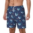 thumbnail image 1 of Picia Cartoon Sharks2 pattern Mens Swim Trunks with Compression Liner Stretch Beach Shorts Quick Dry with Zipper Pockets No-Chafing Board Shorts-Small, 1 of 9