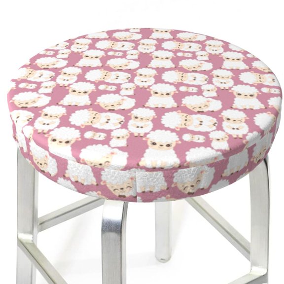 Picia Cartoon Sheep pattern Round Stool Covers Comfy Seat Covers Stretch Removable WashableChair Slipcover Round Bar Chair Cushion Cover-14 inch