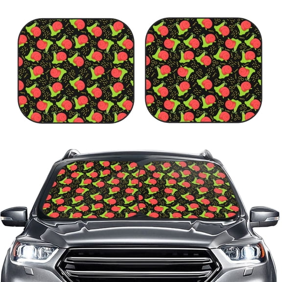 Picia Cartoon Snail 2 Piece Car Windshield Sun Shade Foldable | Foldable Sun Shield for Front Window Blocks UV Rays and Keeps Your Vehicle Cool-Small