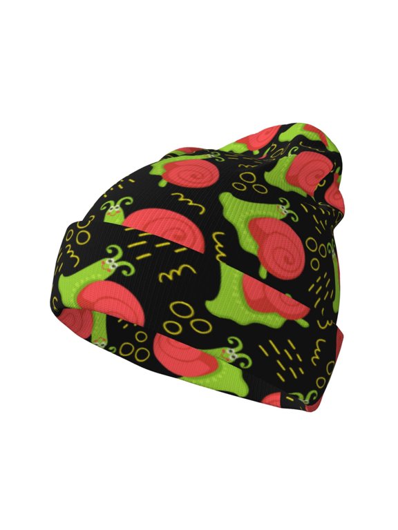 Cartoon Snail Pattern Knitted Beanie Hat for Men and Women , Unisex Winter Warm Stretchy Knit Cap Thick Fisherman Beanies Cuffed Plain Skull Caps