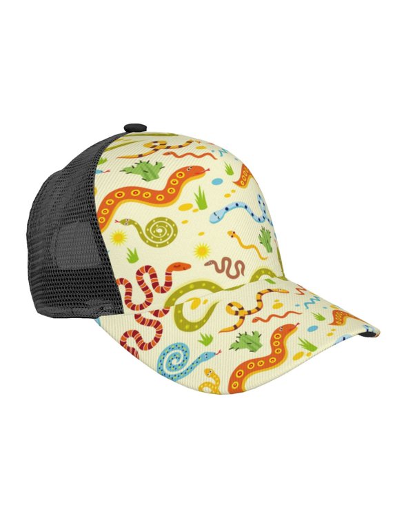 Cartoon Snake8 Pattern Trucker Hat,Baseball Cap,Sun Protection Cap,Stylish Headwear,Leisure Cap,Outdoor Sports Cap