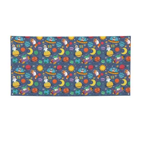 Picia Cartoon Space Pattern Party Banner, Festive Decoration, Holiday Banner, Celebration Decor, Event Banner, Reusable Party Banner-Small