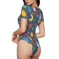 thumbnail image 1 of Picia Cartoon Space Womens One Piece Swimsuits Modest Tummy Control Bathing Suits Lace Up Slimming Swim Suit-Medium, 1 of 9