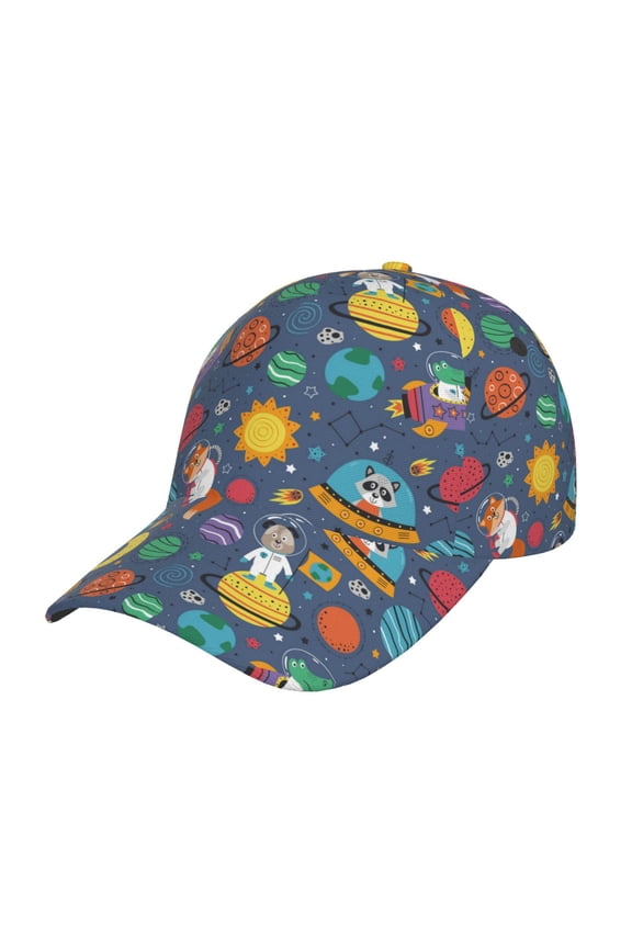 Cartoon Space pattern Trucker Low Profile Hat Men Women Baseball Cap Dad Hat Adjustable Unconstructed Plain Cap