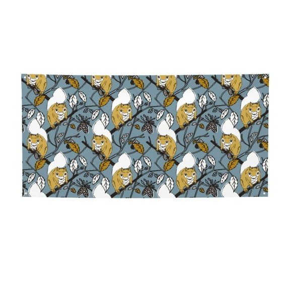 Picia Cartoon Squirrel on Branch Pattern Party Banner, Festive Decoration, Holiday Banner, Celebration Decor, Event Banner, Reusable Party Banner-Small
