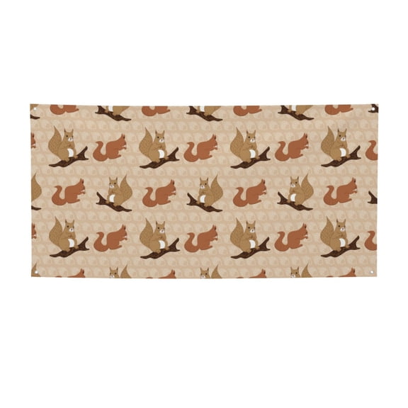 Picia Cartoon Squirrel Pattern Party Banner, Festive Decoration, Holiday Banner, Celebration Decor, Event Banner, Reusable Party Banner-Small