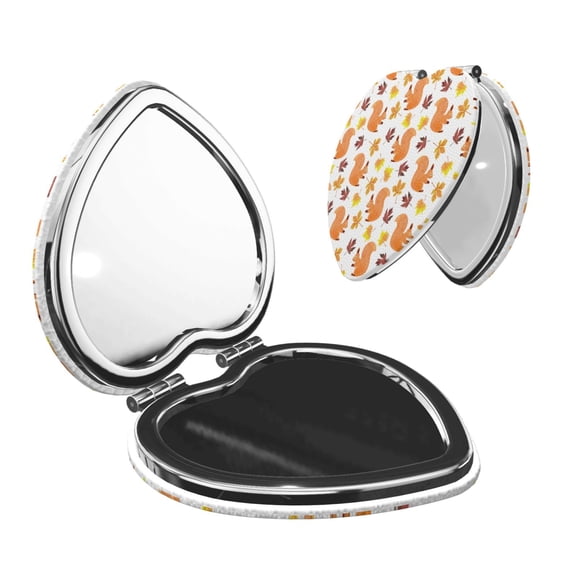 Picia Cartoon Squirrel for Compact Vanity Mirror , Travel Makeup Mirror , Portable Magnifying Cosmetic Mirror for Daily, Work, Business-Heart Shape