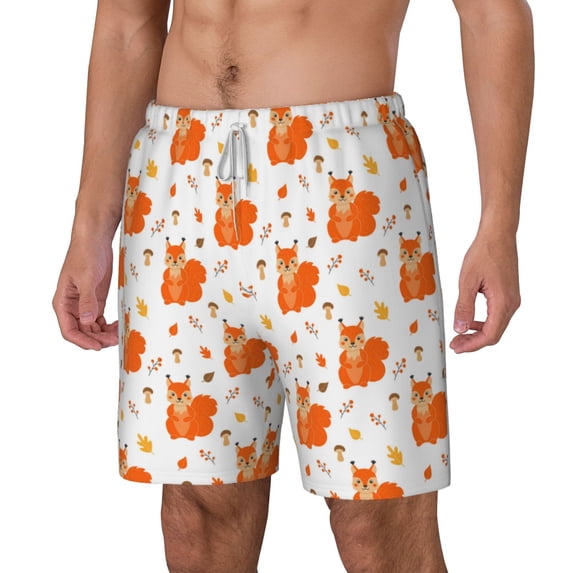 Picia Cartoon Squirrel pattern Mens Swim Trunks with Compression Liner Stretch Beach Shorts Quick Dry with Zipper Pockets No-Chafing Board Shorts-XX-Large