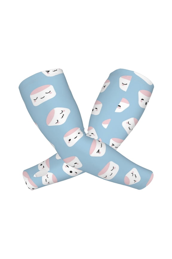 Cartoon Sushi Arm Sleeves for Men and Women - Tattoo Cover Up UPF 50+ Cooling Sports Sleeve for Basketball Golf Football-One Size