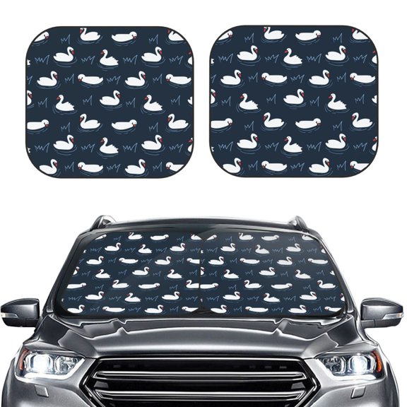 Picia Cartoon Swan 2 Piece Car Windshield Sun Shade Foldable | Foldable Sun Shield for Front Window Blocks UV Rays and Keeps Your Vehicle Cool-Small