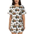 thumbnail image 1 of Picia Cartoon Tractor Pajamas Sets for Women Soft Short-Sleeved Pjs with Lounge Shorts Two Piece Sleepwear-3X-Large, 1 of 9