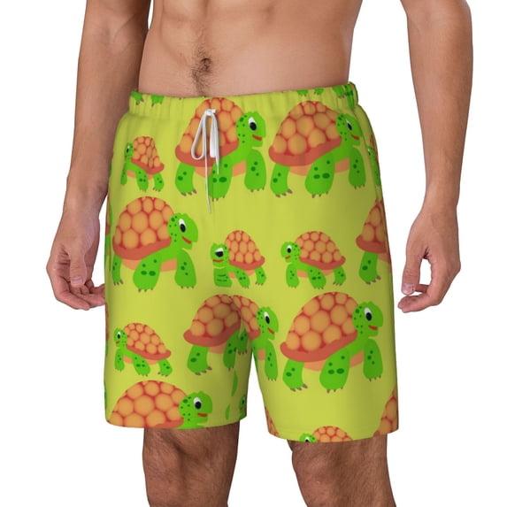 Picia Cartoon Turtles 1 pattern Mens Swim Trunks with Compression Liner Stretch Beach Shorts Quick Dry with Zipper Pockets No-Chafing Board Shorts-X-Large