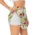thumbnail image 1 of Picia Cartoon Vegetables Pattern Women's 2 in 1 Athletic Running Shorts High Waisted Workout Casual Gym Sweat Shorts with Comfy Liner Zipper Pockets-Large, 1 of 9