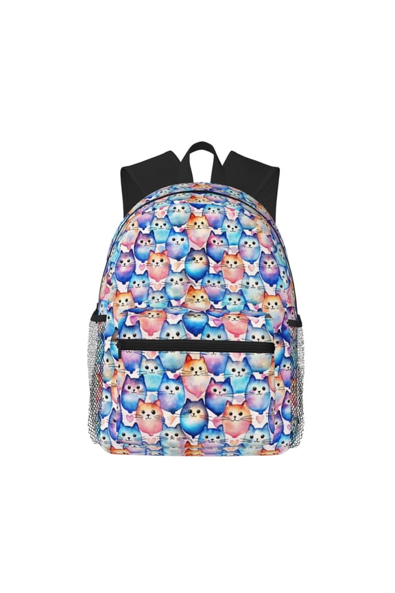 Cartoon colorful cute cat Large Capacity Backpack Classic Style Backpack Casual Backpack Water-Resistant School Work Travel Outdoor Backpack