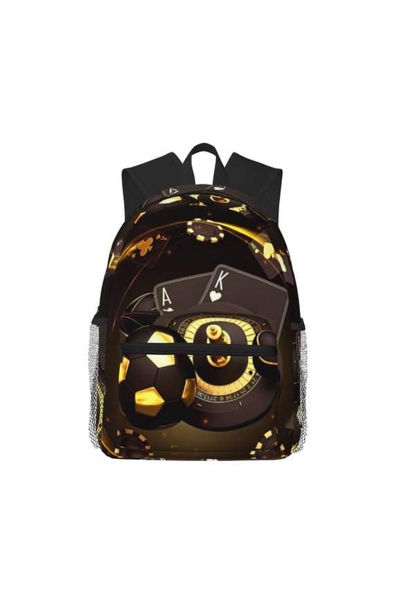 Casino Card Soccer Large Capacity Backpack Classic Style Backpack Casual Backpack Water-Resistant School Work Travel Outdoor Backpack