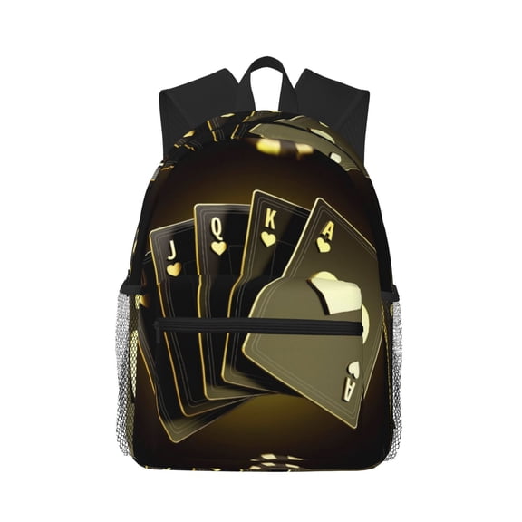 Picia Casino Cards 1 Large Capacity Backpack Classic Style Backpack Casual Backpack Water-Resistant School Work Travel Outdoor Backpack