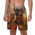 thumbnail image 1 of Picia Cat Dog Friendship pattern Mens Swim Trunks with Compression Liner Stretch Beach Shorts Quick Dry with Zipper Pockets No-Chafing Board Shorts-Small, 1 of 9