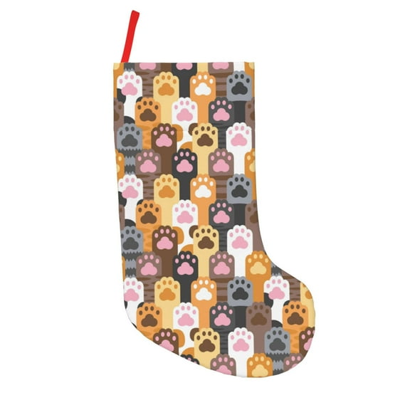 Picia Cat Paw (2) Pattern Christmas Stockings, 18 Inches Knit Christmas Stockings, Stockings Christmas Cable Knitted Xmas Hanging Stockings