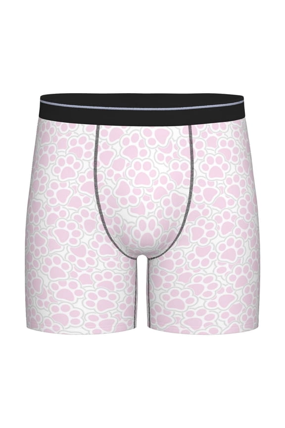 Cat Paw Pattern Men's Athletic Long Leg Briefs , Performance Stretch Underwear，Moisture-Wicking