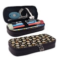 thumbnail image 1 of Picia Cat Skulls and Flowers Pattern Large Capacity PU Leather Pencil Case Organizer Pen Marker Holder Double Zipper Storage Bag Big Pencil Pouch for College Office, 1 of 6