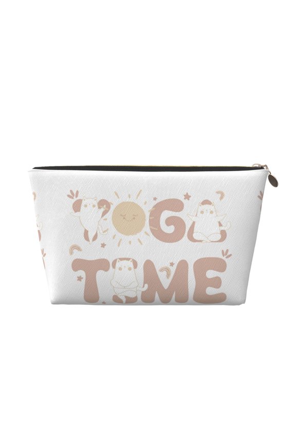 Cat Yoga Time Printed Leather Travel Toiletry Bag,Cosmetic Organizer, Makeup Travel Bag, Durable Travel Pouch, Compact Toiletry Bag, Travel Accessories