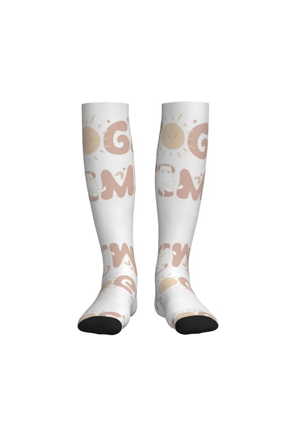 Cat Yoga Time Printed Sports Compression Socks - 15-20mmHg Graduated Compression, High-Performance Soft and Breathable Socks for Men and Women