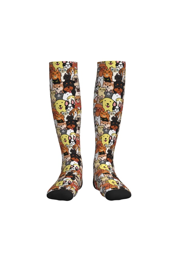 Cats & Dogs Group Printed Sports Compression Socks - 15-20mmHg Graduated Compression, High-Performance Soft and Breathable Socks for Men and Women
