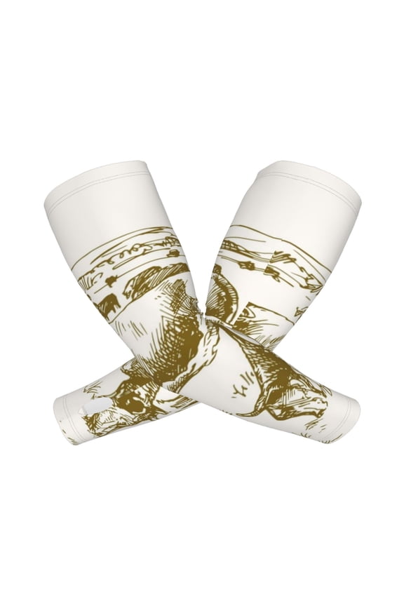 Cattle Drive By Two Cowboys 1 Arm Sleeves for Men and Women - Tattoo Cover Up UPF 50+ Cooling Sports Sleeve for Basketball Golf Football-One Size