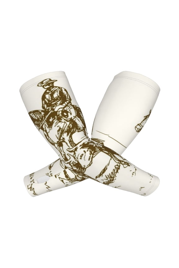 Cattle Drive By Two Cowboys Arm Sleeves for Men and Women - Tattoo Cover Up UPF 50+ Cooling Sports Sleeve for Basketball Golf Football-One Size