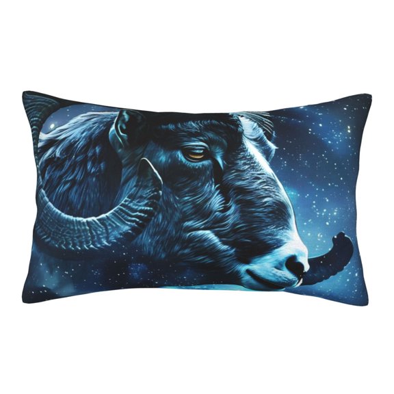 Picia Celestial Ram Night Sky Pattern Plush Pillow Case – Soft and Cozy Cushion Cover, Hypoallergenic Throw Pillow Case for Home Decor-14"x20"