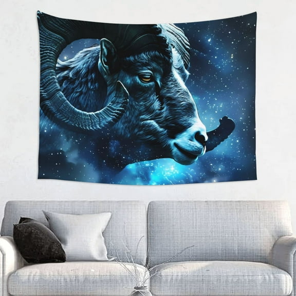 Picia Celestial Ram Night Sky Pattern Tapestry-Tapestries for Bedroom Living Room Dorm(29x37")