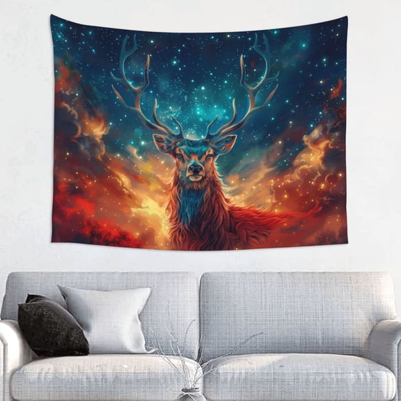 Picia Celestial Stag Cosmic Glow Pattern Tapestry-Tapestries for Bedroom Living Room Dorm(29x37")