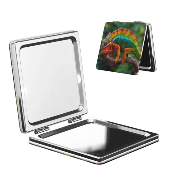 Picia Chameleon for Compact Vanity Mirror , Travel Makeup Mirror , Portable Magnifying Cosmetic Mirror for Daily, Work, Business-Square