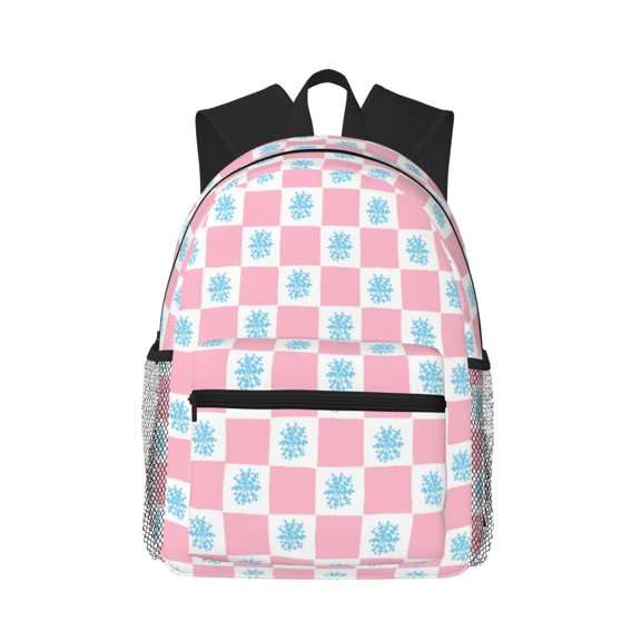 Picia Checkerboard With Snowflake Large Capacity Backpack Classic Style Backpack Casual Backpack Water-Resistant School Work Travel Outdoor Backpack