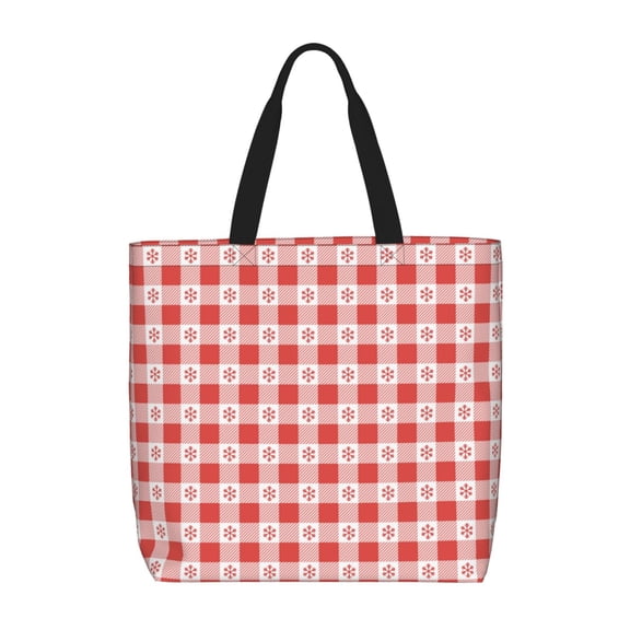 Picia Checkered Christmas With Snowflakes for Tote Bag for Women with Zipper, Gym Tote with Compartments, Laptop Work Tote Nurse Dance Yoga Bag for Sport, Travel