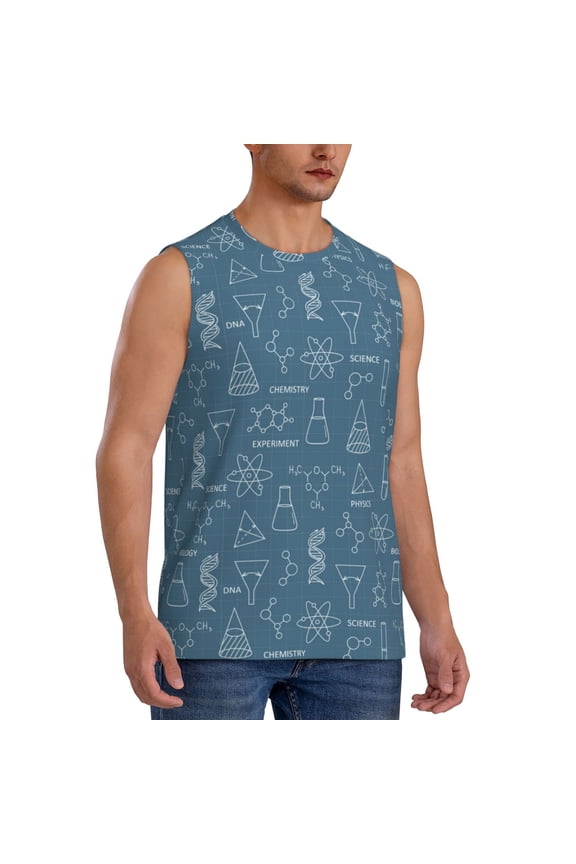 Chemical Formulas And Objects mens Cotton Tank Undershirts , Moisture-wicking Ribbed Tanks, Lightweight Cotton Tank Undershirts-Small