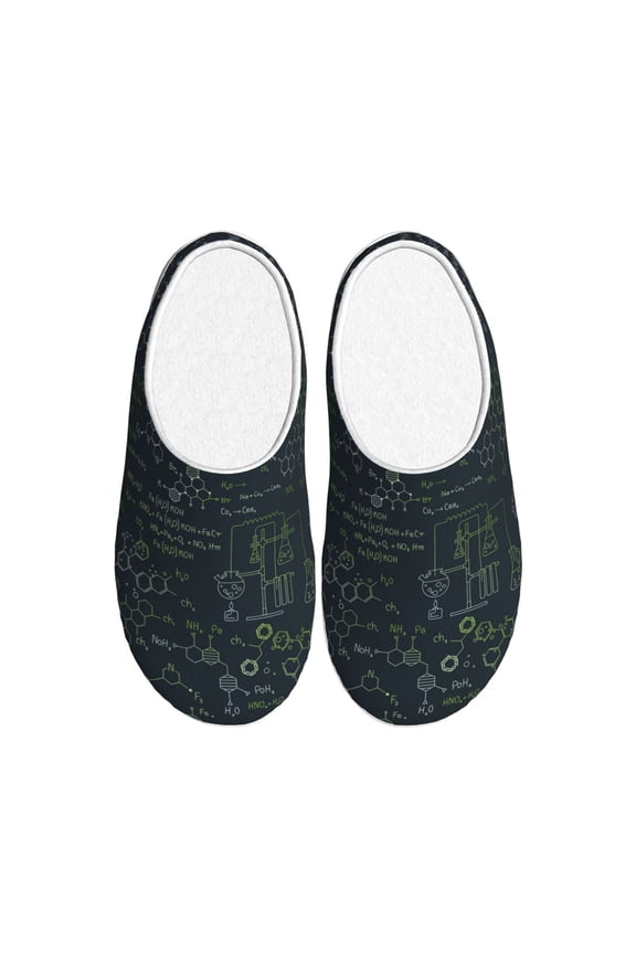 Chemistry Formulas 2 for Women's Lamb-hug Comfy Fleece House Slippers Memory Foam, Slip-on House Shoes Indoor Outdoor-46/47