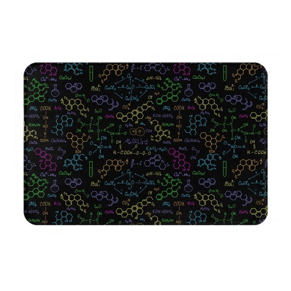 Picia Chemistry Formulas Pattern Flannel Doormat 16x24 Inch Non-Slip Indoor Mat, Absorbent & Quick-Dry Rug for Entryway, Bathroom, Kitchen, and Bedroom, Machine Washable