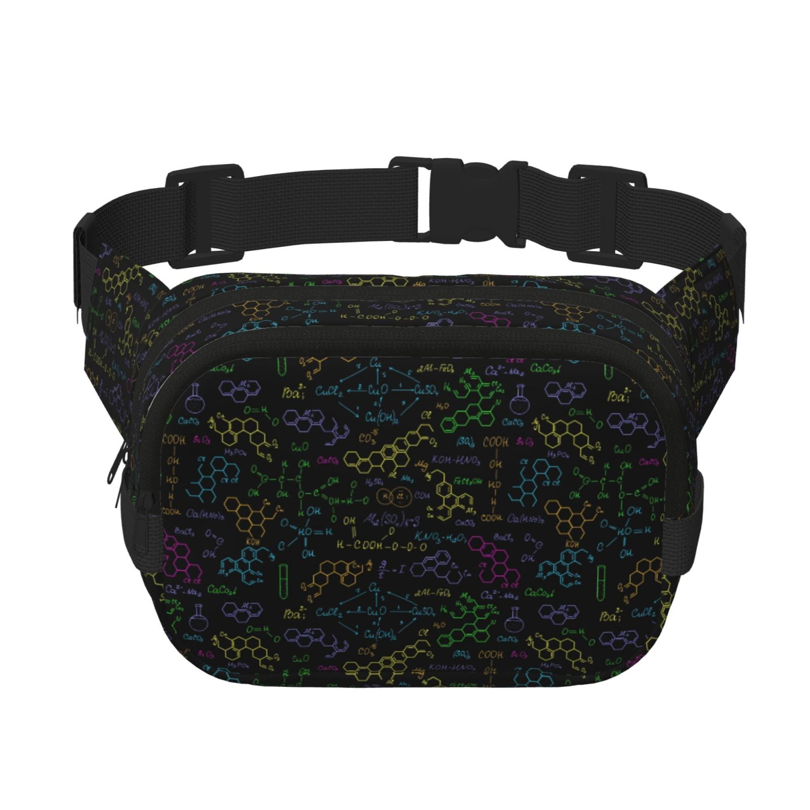 Picia Chemistry Formulas Print Square Double-Layer Waist Bag Mini Adjustable Waist Belt Bag Exercise Running Travel Hiking