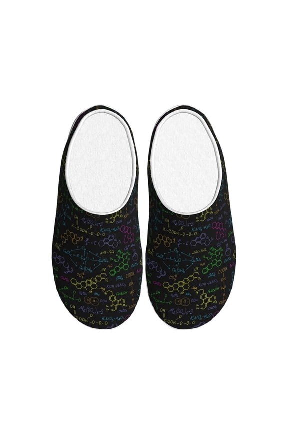 Chemistry Formulas for Women's Lamb-hug Comfy Fleece House Slippers Memory Foam, Slip-on House Shoes Indoor Outdoor-42/43