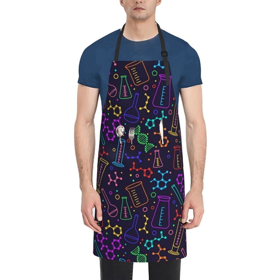 Picia Chemistry Science Waterproof Apron for Unisex Adult - Adjustable Bib Apron with Pockets, Ideal for Cooking, Gardening, Painting, and Household Chores