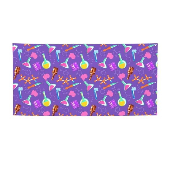 Picia Chemistry Tools Pattern Party Banner, Festive Decoration, Holiday Banner, Celebration Decor, Event Banner, Reusable Party Banner-Small
